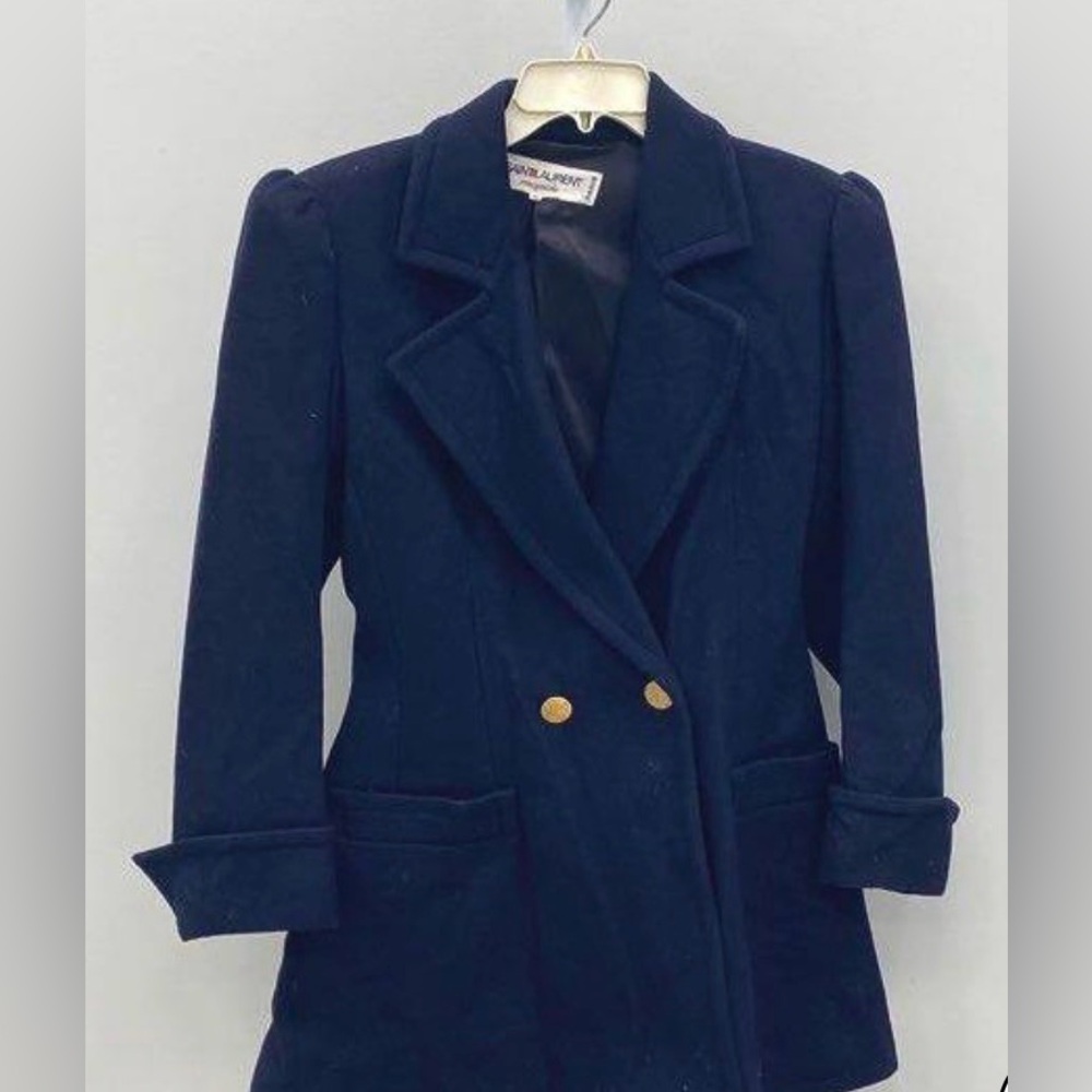 Saint Laurent Elegant Navy Double-Breasted Women's Coat